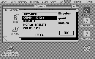 Eingabeger&auml;t w&auml;hlen